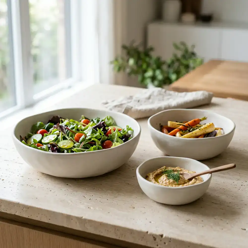 Minimalist sculptural serving bowls